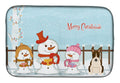 Merry Christmas Carolers Bull Terrier Dark Brindle Dish Drying Mat Absorbent Dish Drying Mat Pad for Kitchen Counter Dish Drainer Mat for Countertop, 14 x 21", Multicolor