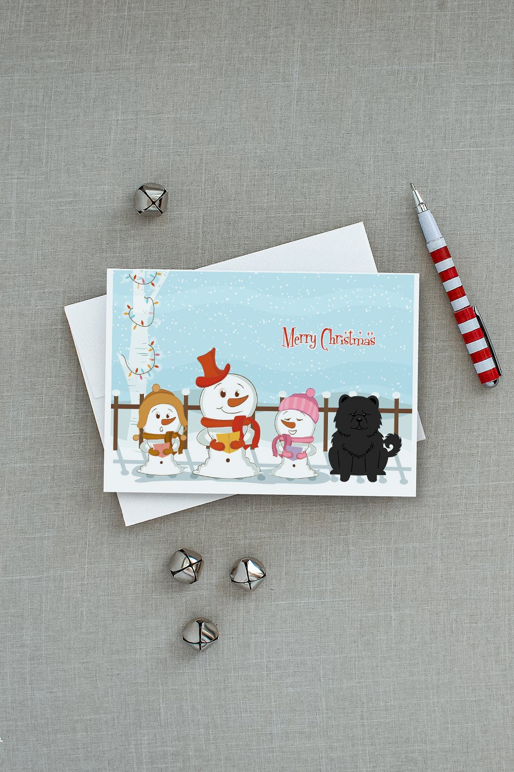 Merry Christmas Carolers Chow Chow Black Greeting Cards Pack of 8 Blank Cards with Envelopes Whimsical A7 Size 5x7