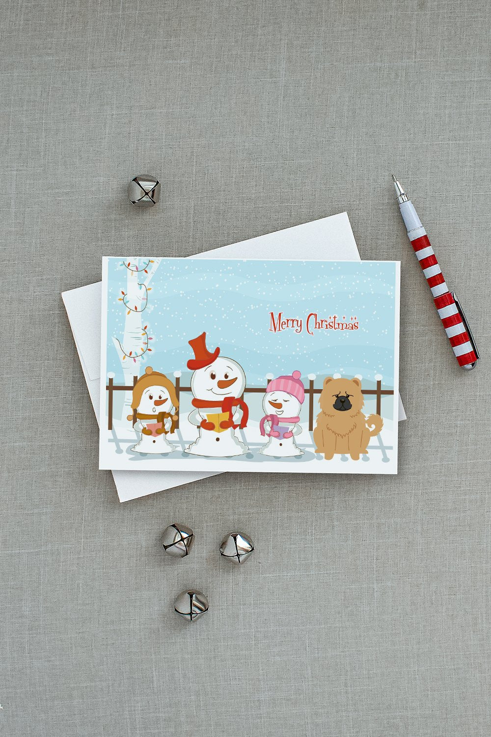 Merry Christmas Carolers Chow Chow Cream Greeting Cards Pack of 8 Blank Cards with Envelopes Whimsical A7 Size 5x7