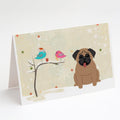 Christmas Presents between Friends Pug - Brown Greeting Cards Pack of 8 Blank Cards with Envelopes Whimsical A7 Size 5x7