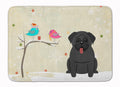 Christmas Presents between Friends Pug - Black Memory Foam Kitchen Mat Machine Washable Anti-Fatigue Cushion Comfort Bath or Kitchen Rug