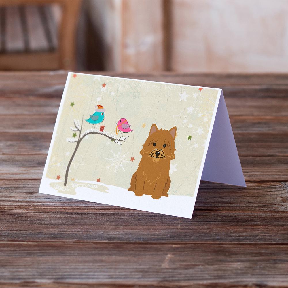 Christmas Presents between Friends Norwich Terrier Greeting Cards Pack of 8 Blank Cards with Envelopes Whimsical A7 Size 5x7