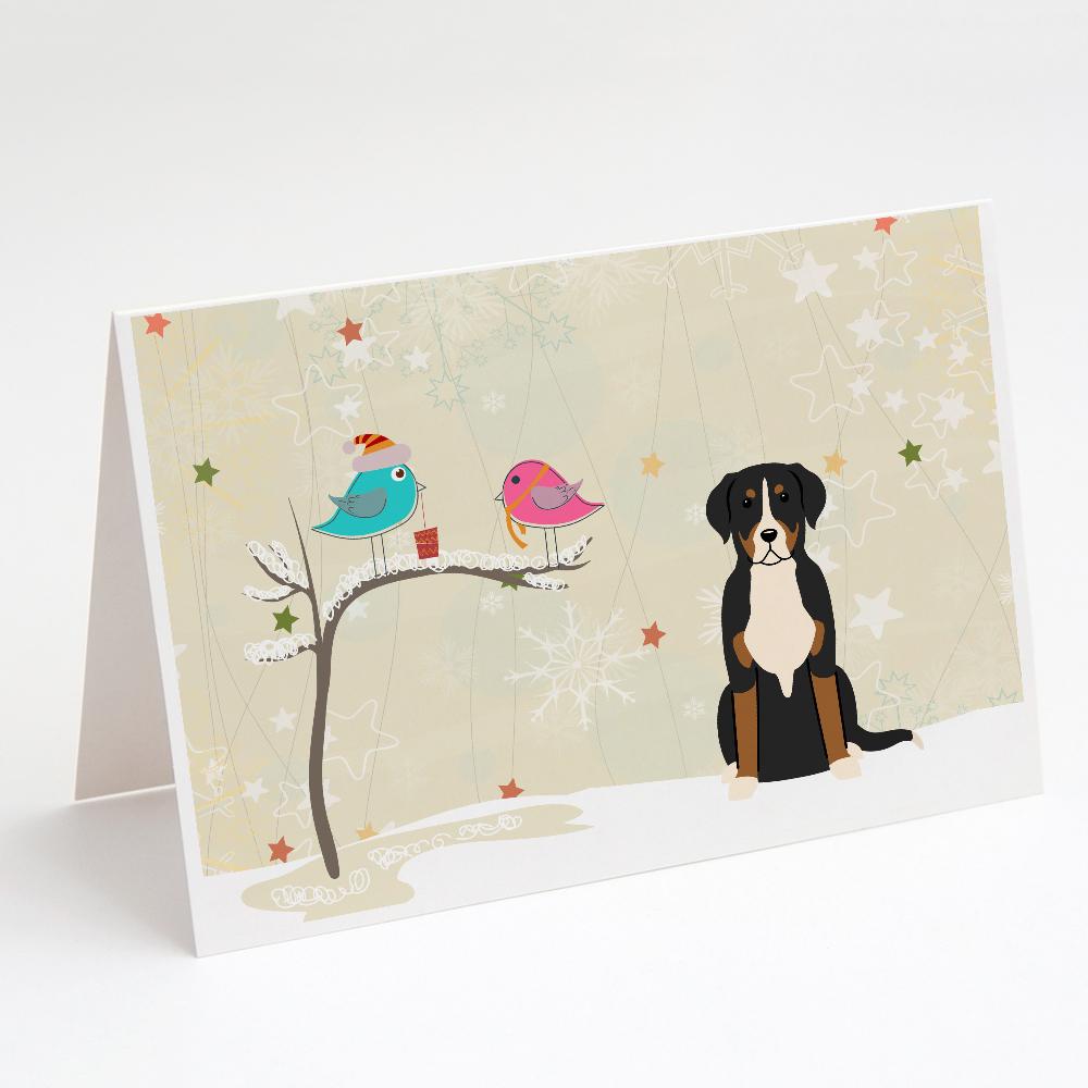 Christmas Presents between Friends Greater Swiss Mountain Dog Greeting Cards Pack of 8 Blank Cards with Envelopes Whimsical A7 Size 5x7