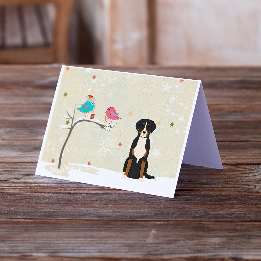 Christmas Presents between Friends Greater Swiss Mountain Dog Greeting Cards Pack of 8 Blank Cards with Envelopes Whimsical A7 Size 5x7