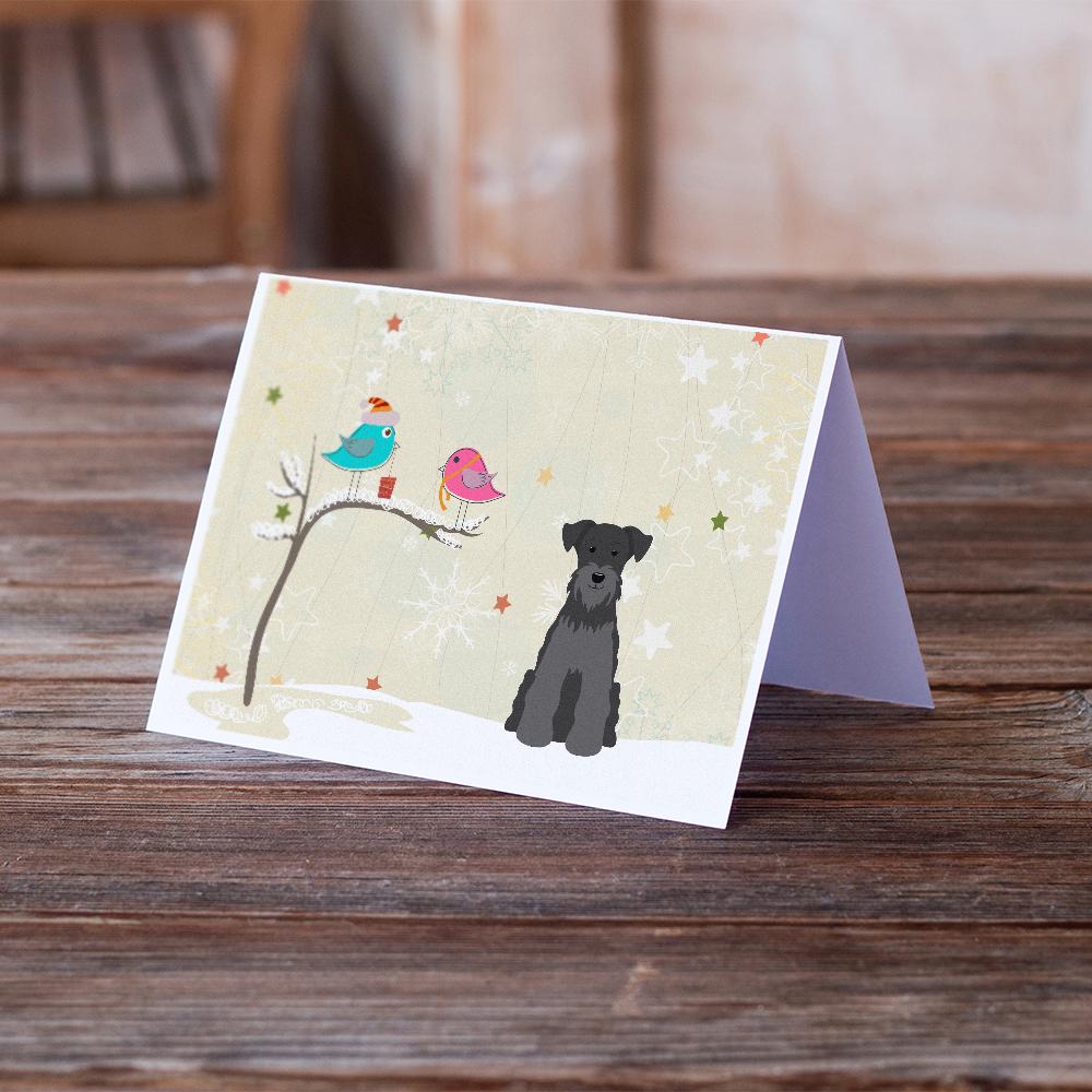 Christmas Presents between Friends Schnauzer - Black Greeting Cards Pack of 8 Blank Cards with Envelopes Whimsical A7 Size 5x7