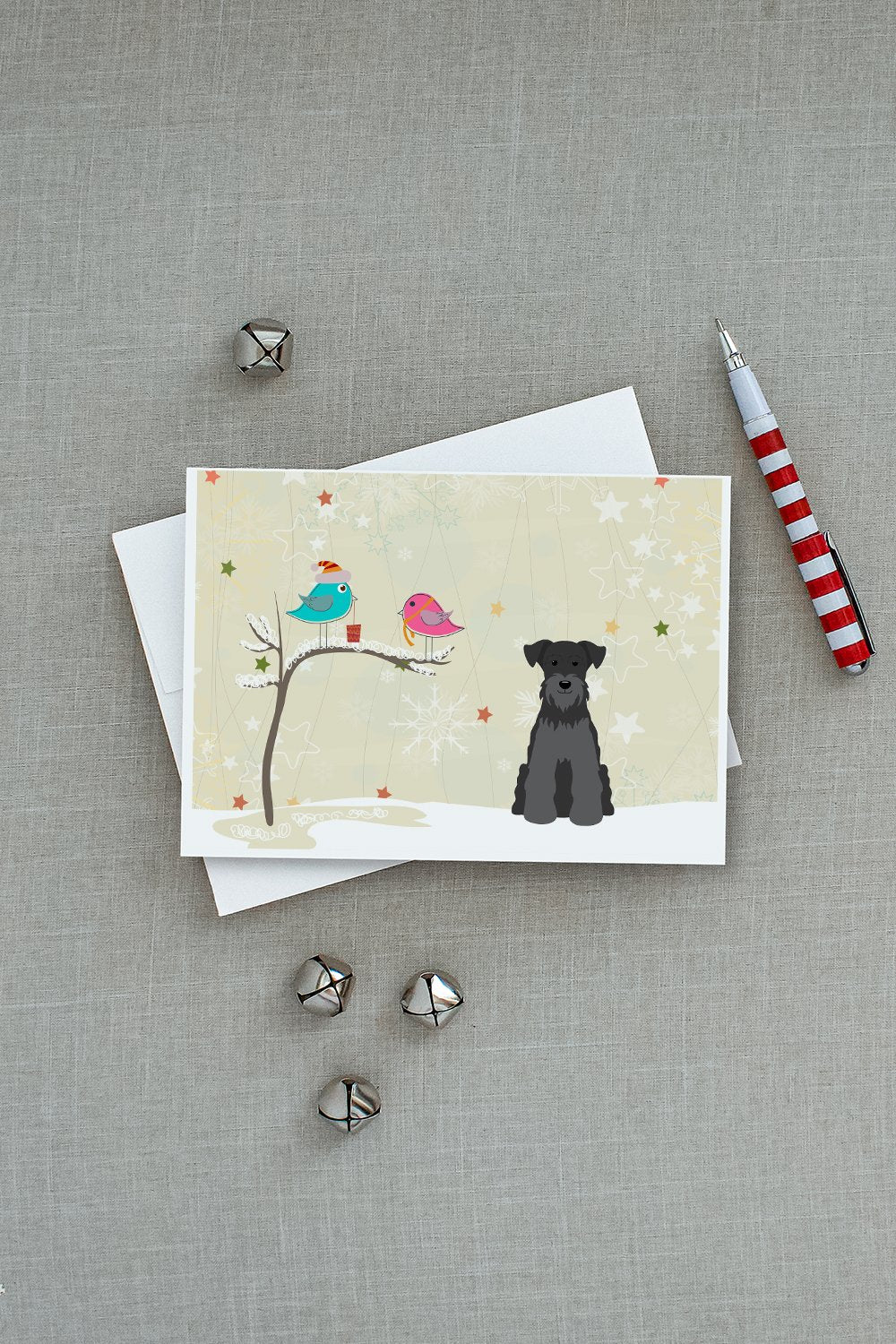 Christmas Presents between Friends Schnauzer - Black Greeting Cards Pack of 8 Blank Cards with Envelopes Whimsical A7 Size 5x7