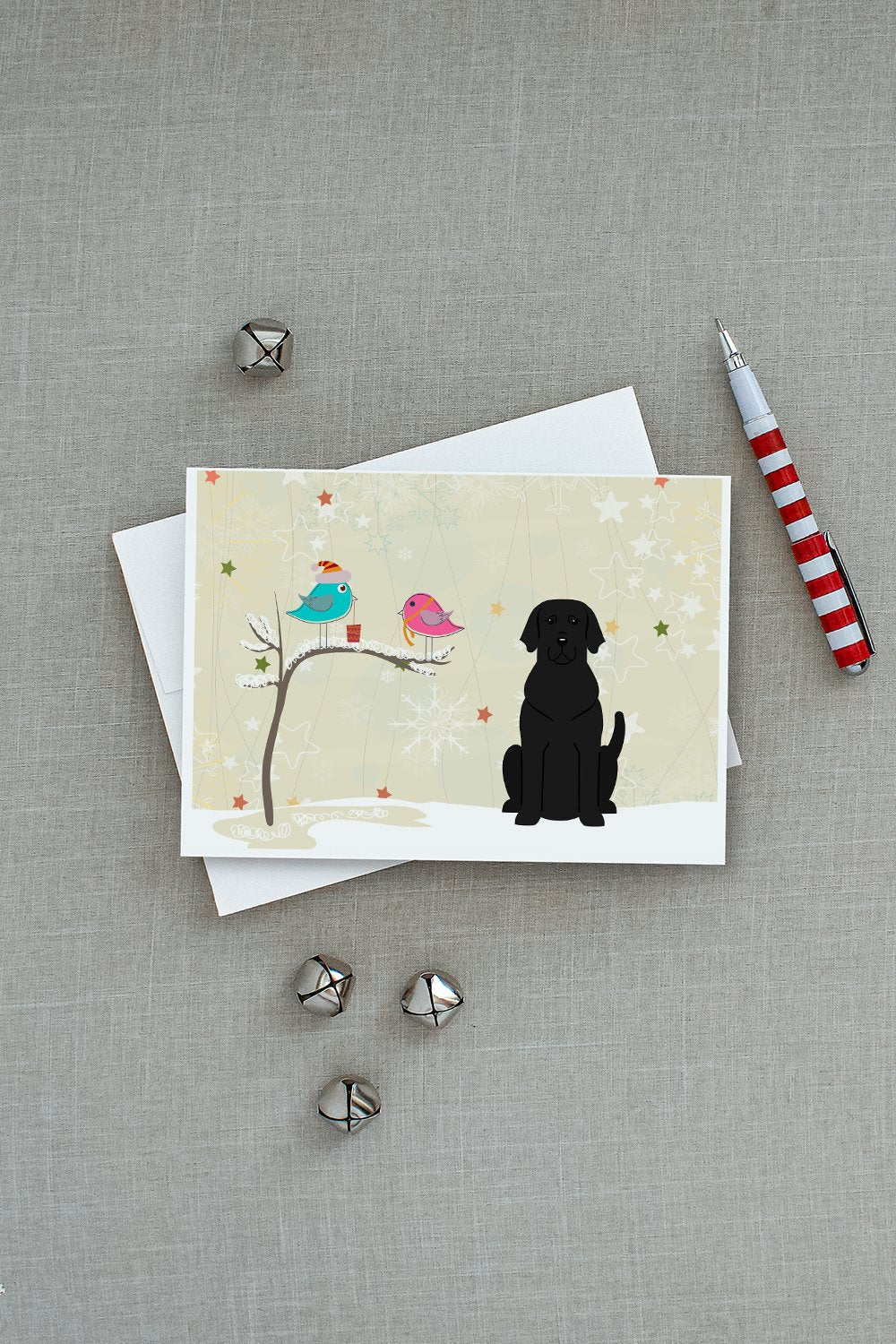 Christmas Presents between Friends Labrador Retriever - Black Greeting Cards Pack of 8 Blank Cards with Envelopes Whimsical A7 Size 5x7