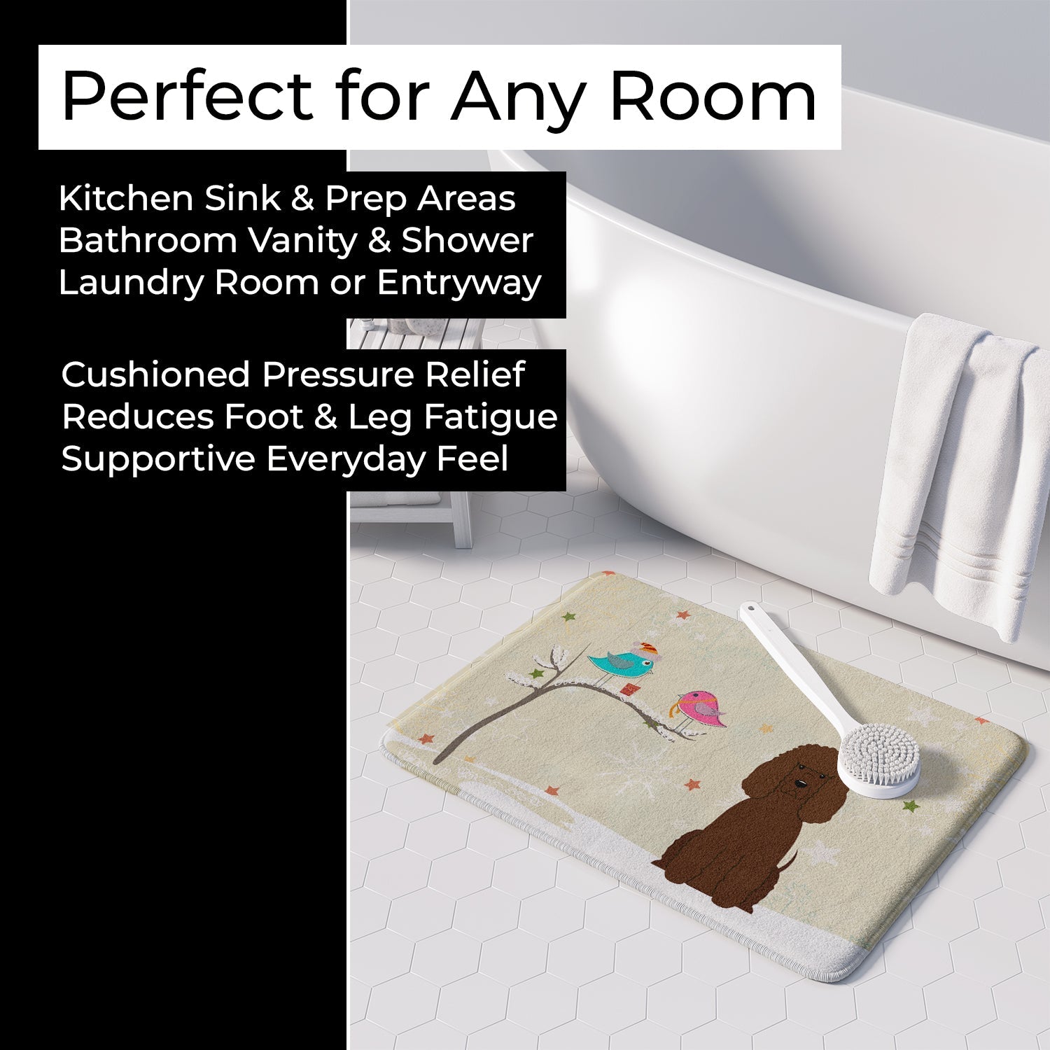Christmas Presents between Friends Water Spaniel Memory Foam Kitchen Mat Machine Washable Anti-Fatigue Cushion Comfort Bath or Kitchen Rug