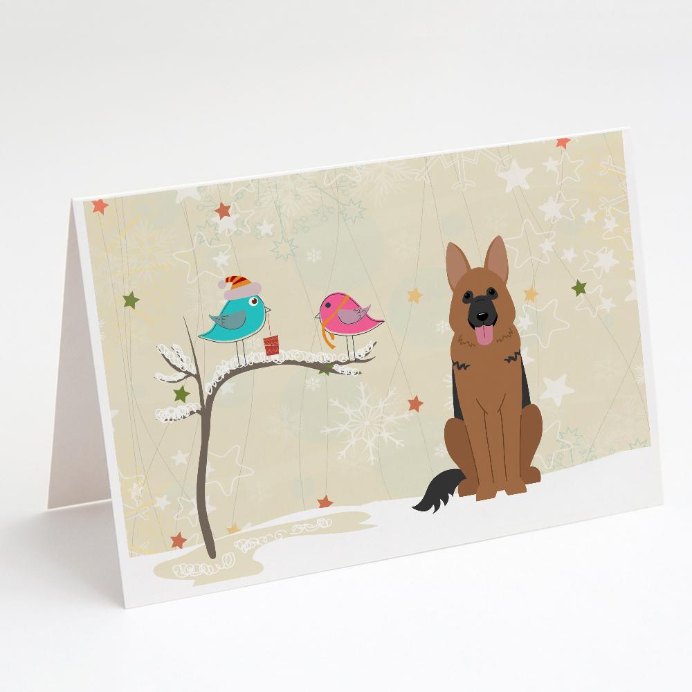 Christmas Presents between Friends German Shepherd Greeting Cards Pack of 8 Blank Cards with Envelopes Whimsical A7 Size 5x7