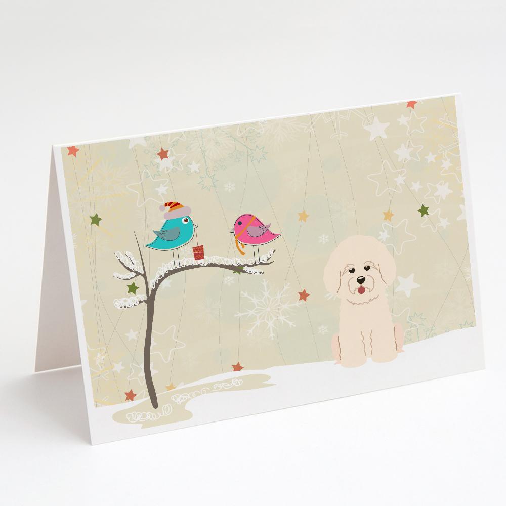 Christmas Presents between Friends Bichon Frise Greeting Cards Pack of 8 Blank Cards with Envelopes Whimsical A7 Size 5x7