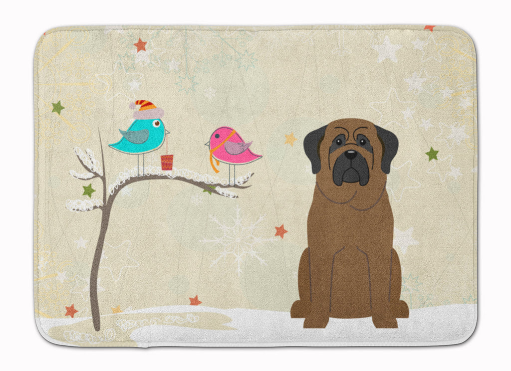 Christmas Presents between Friends Bullmastiff Memory Foam Kitchen Mat Machine Washable Anti-Fatigue Cushion Comfort Bath or Kitchen Rug