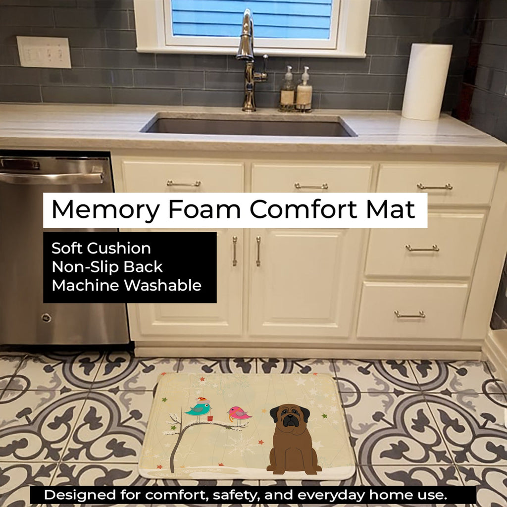 Christmas Presents between Friends Bullmastiff Memory Foam Kitchen Mat Machine Washable Anti-Fatigue Cushion Comfort Bath or Kitchen Rug