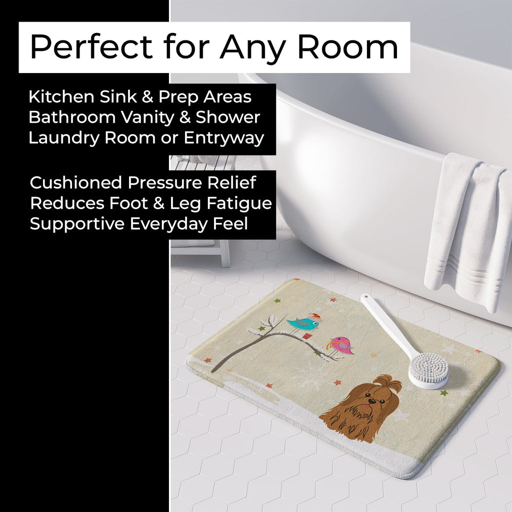 Christmas Presents between Friends Shih Tzu - Chocolate Memory Foam Kitchen Mat Machine Washable Anti-Fatigue Cushion Comfort Bath or Kitchen Rug