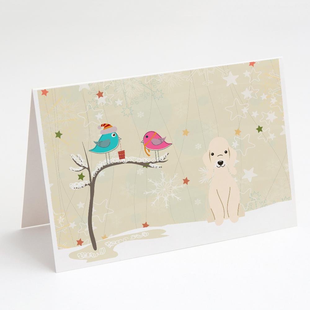Christmas Presents between Friends Bedlington Terrier - Sandy Greeting Cards Pack of 8 Blank Cards with Envelopes Whimsical A7 Size 5x7