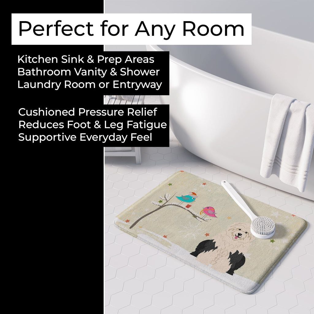 Christmas Presents between Friends Old English Sheepdog Memory Foam Kitchen Mat Machine Washable Anti-Fatigue Cushion Comfort Bath or Kitchen Rug