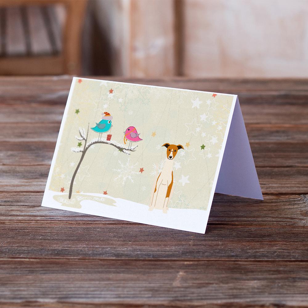 Christmas Presents between Friends Whippet Greeting Cards Pack of 8 Blank Cards with Envelopes Whimsical A7 Size 5x7