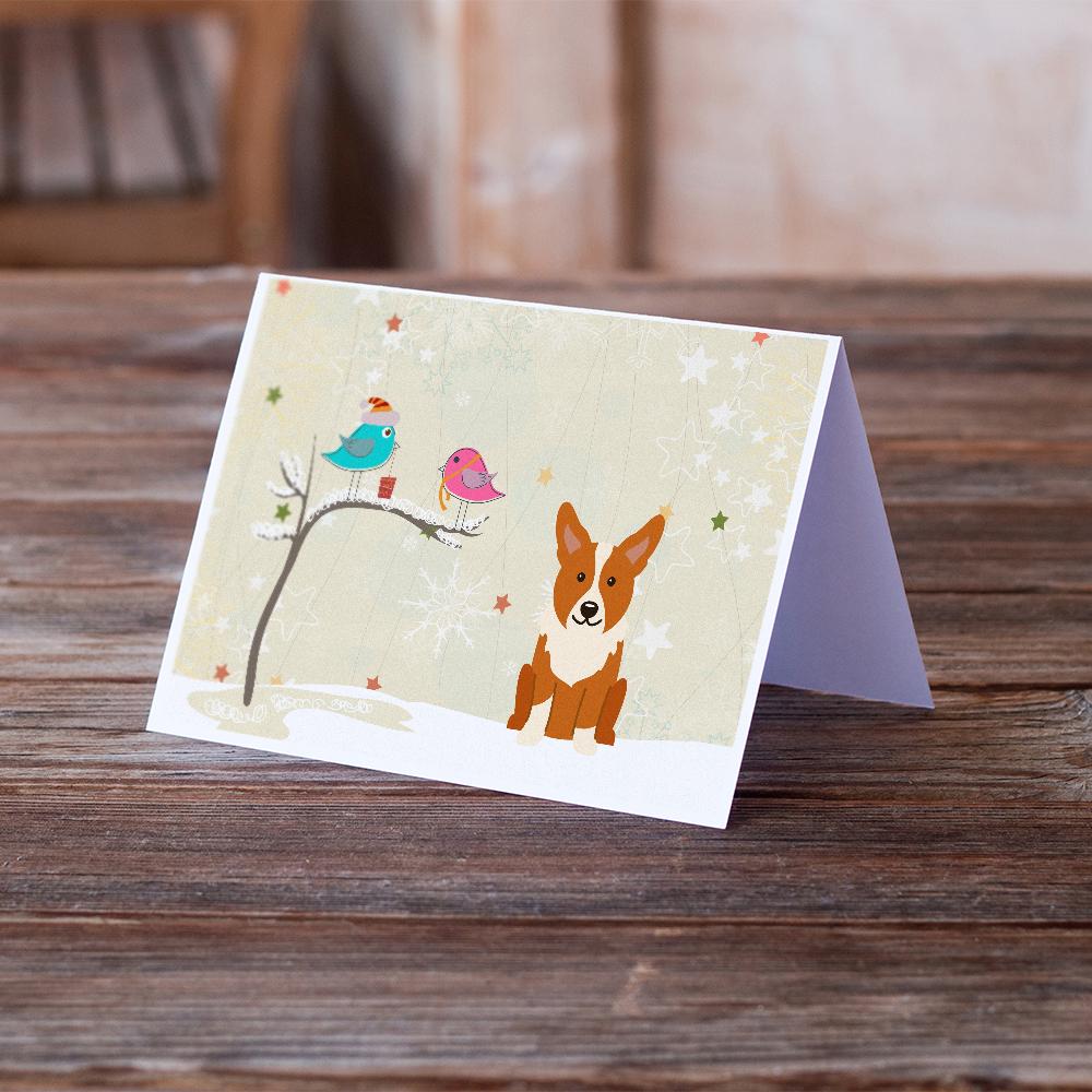Christmas Presents between Friends Corgi Greeting Cards Pack of 8 Blank Cards with Envelopes Whimsical A7 Size 5x7