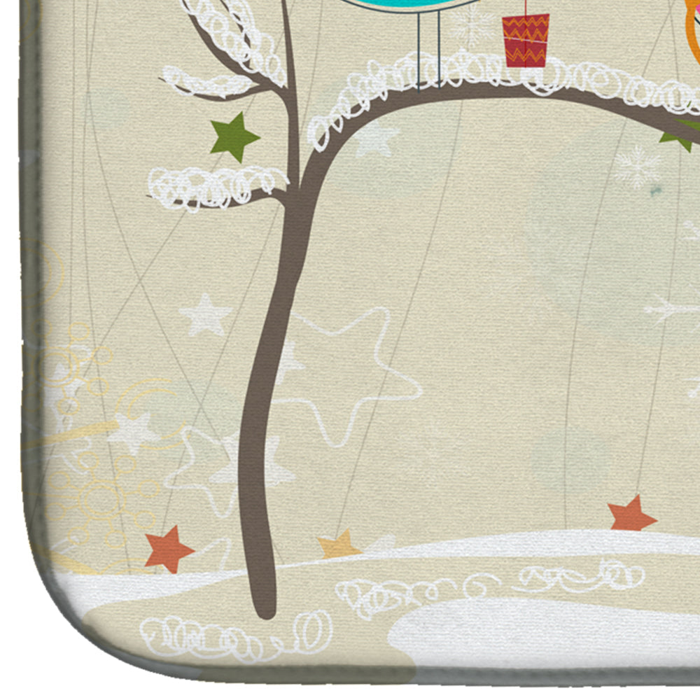 Christmas Presents between Friends Jack Russell Terrier Dish Drying Mat Absorbent Dish Drying Mat Pad for Kitchen Counter Dish Drainer Mat for Countertop, 14 x 21", Multicolor