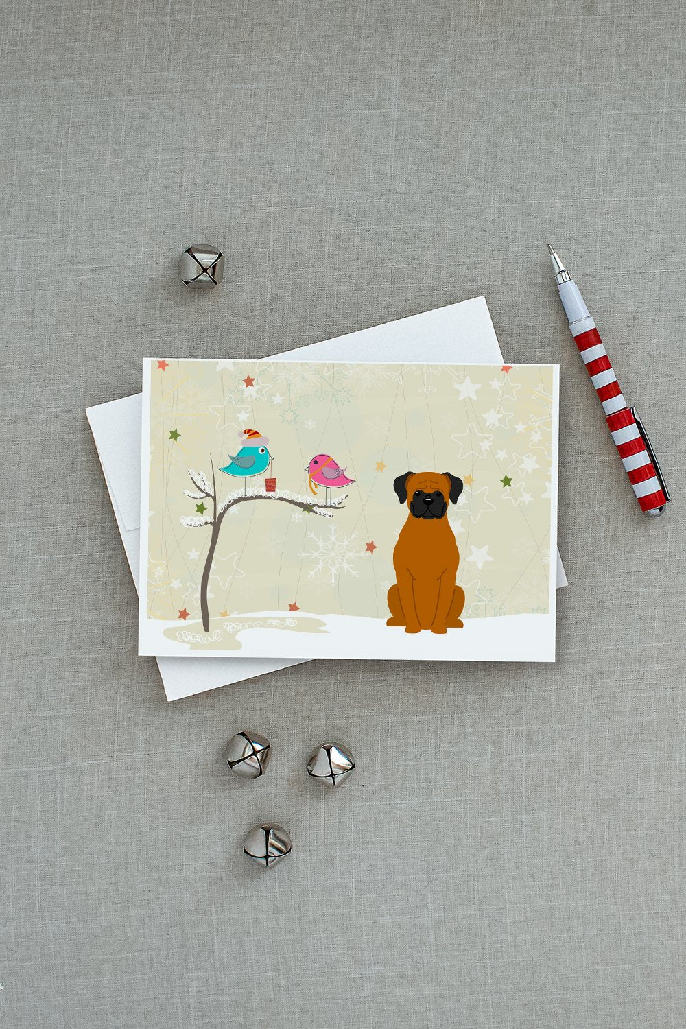 Christmas Presents between Friends Boxer - Fawn Greeting Cards Pack of 8 Blank Cards with Envelopes Whimsical A7 Size 5x7