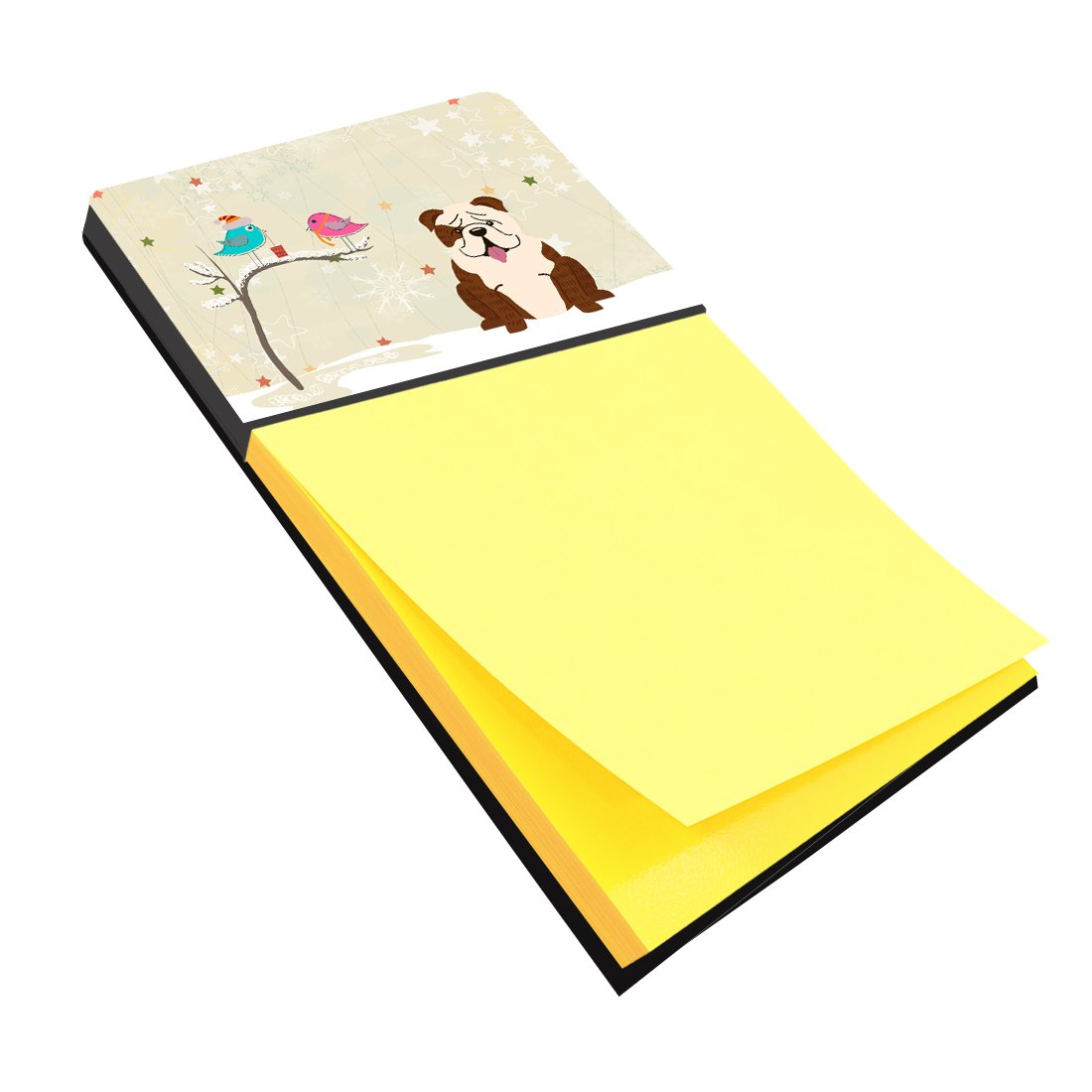 Christmas Presents between Friends English Bulldog Watercolor Sticky Note Holder Refillable Dispenser Desk Accessory 3x3 Pad Gift
