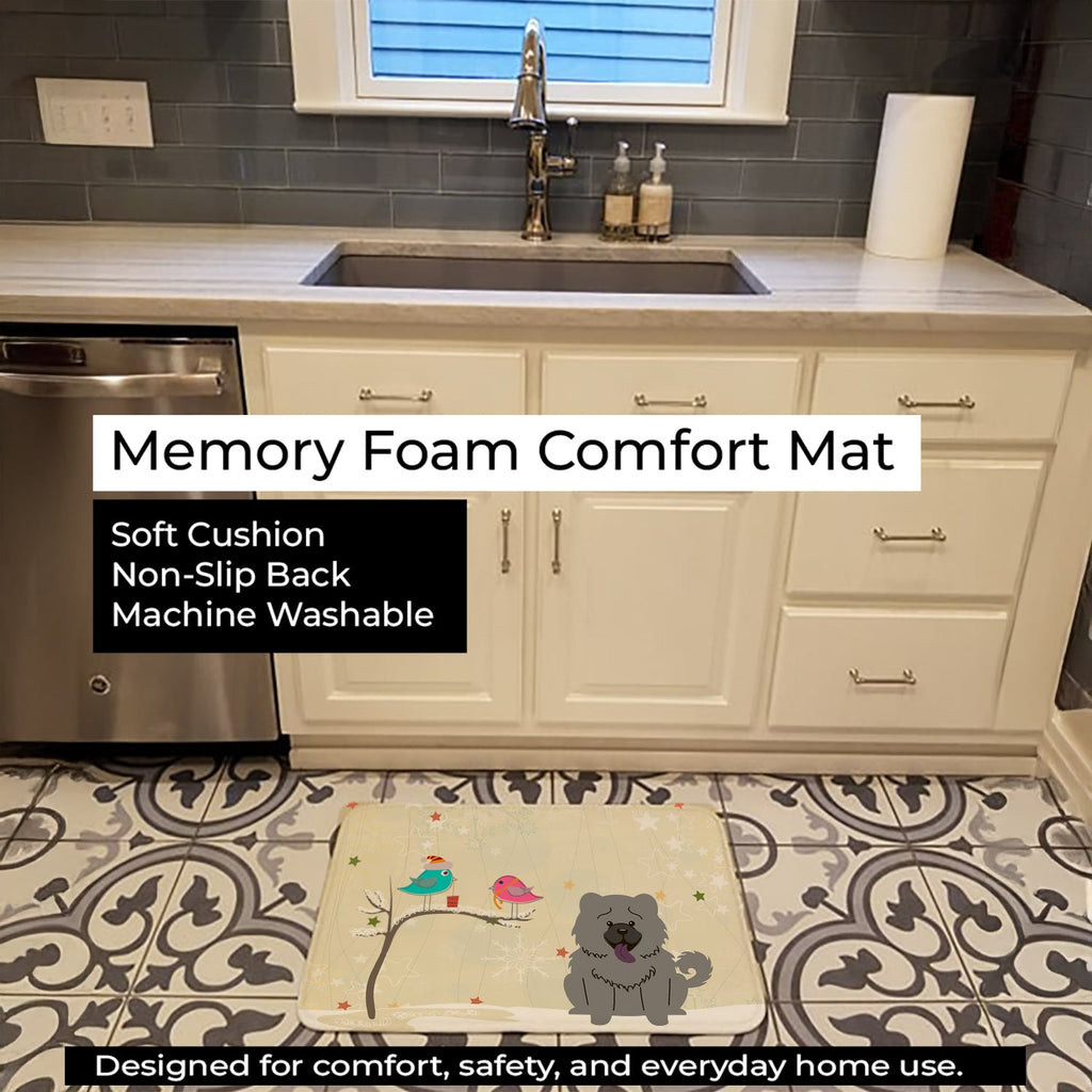 Christmas Presents between Friends Chow Chow - Blue Memory Foam Kitchen Mat Machine Washable Anti-Fatigue Cushion Comfort Bath or Kitchen Rug