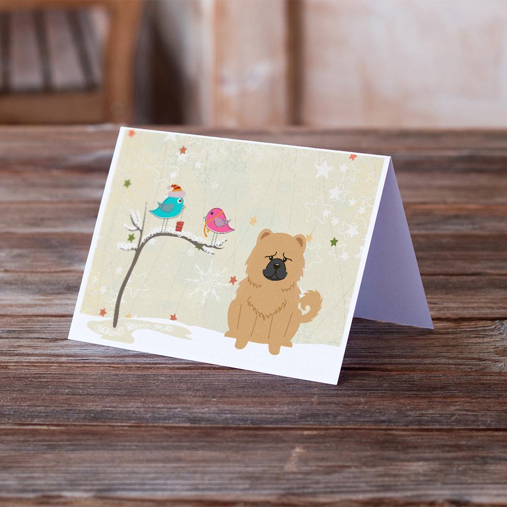 Christmas Presents between Friends Chow Chow - Cream Greeting Cards Pack of 8 Blank Cards with Envelopes Whimsical A7 Size 5x7