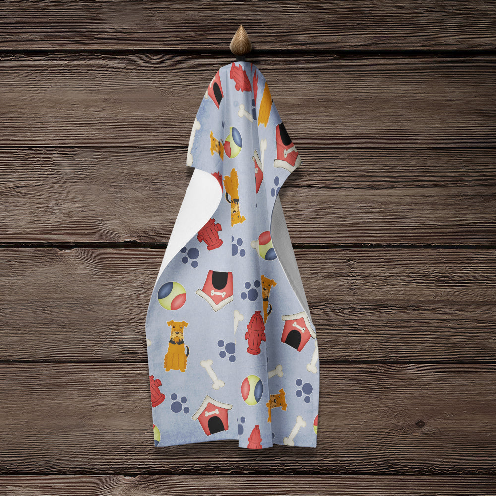 Dog House Collection Airedale Kitchen Towel Velour Plush Front and Cotton Loop Back Machine Washable