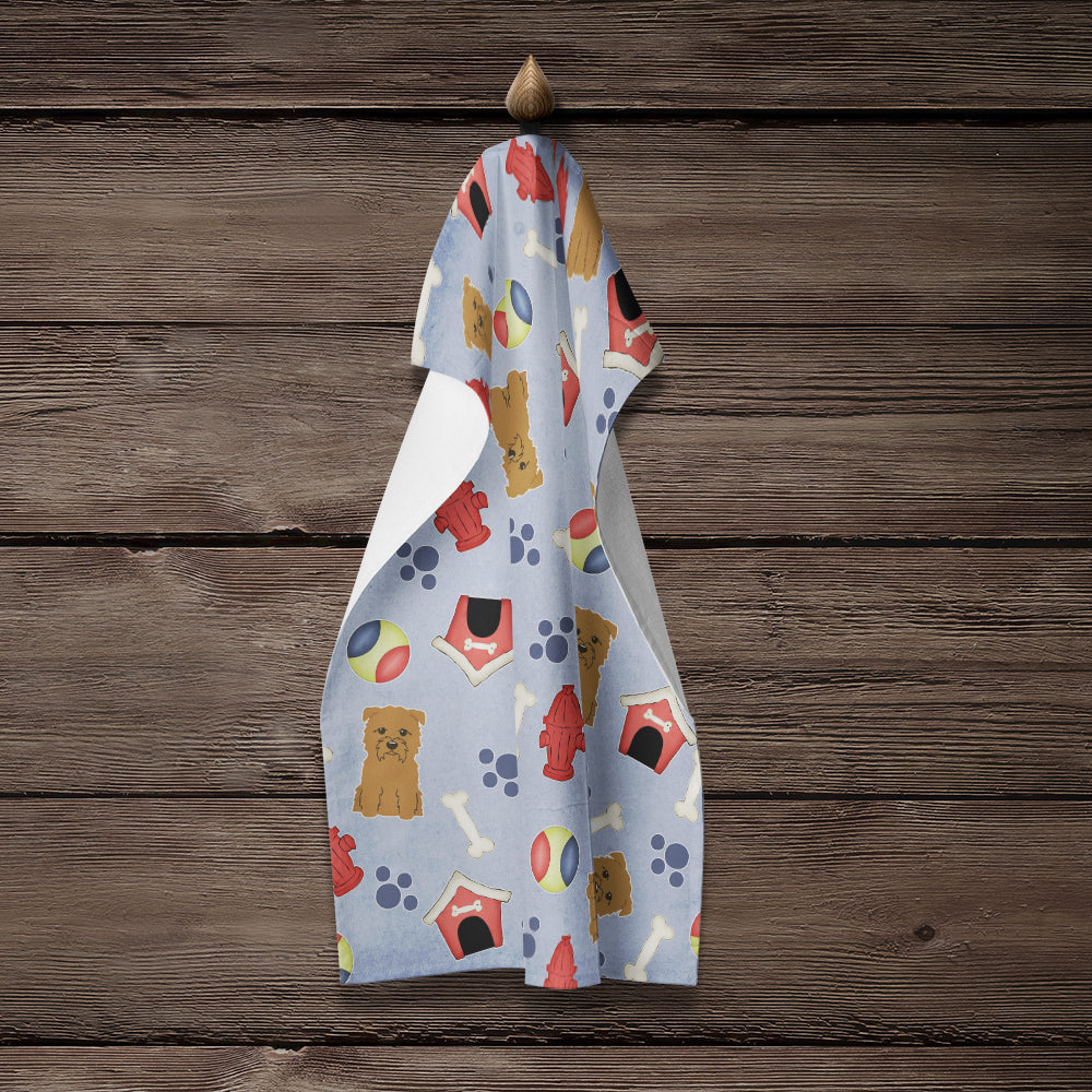 Dog House Collection Glen of Imal Tan Kitchen Towel Velour Plush Front and Cotton Loop Back Machine Washable