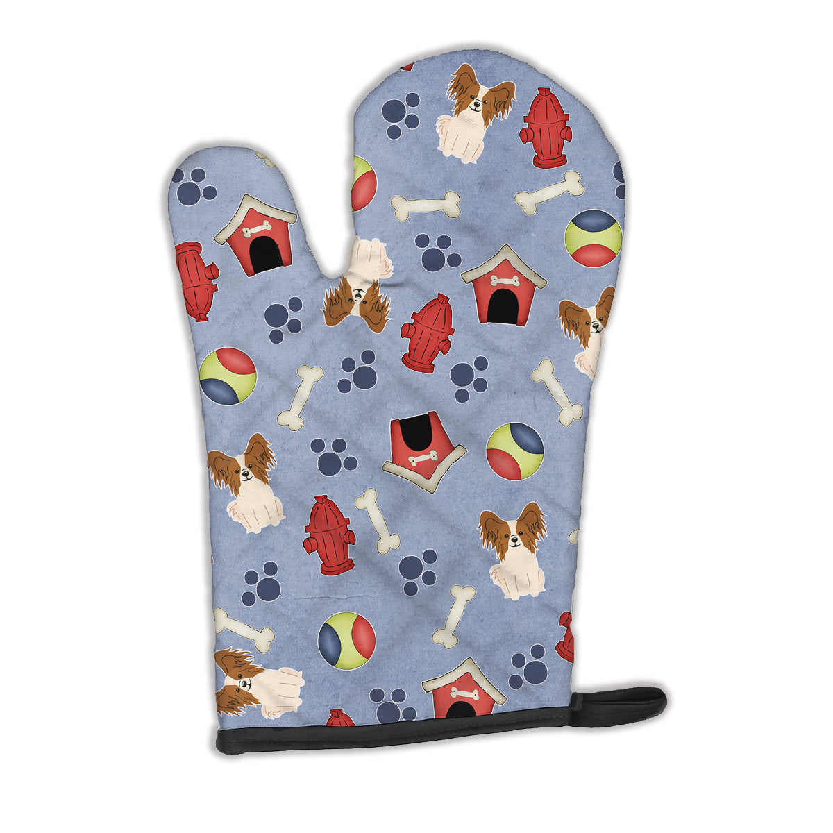 Dog House Collection Papillon Red White Oven Mitt Heat Resistant Thick Oven Mitt for Hot Pans and Oven, Kitchen Mitt Protect Hands, Cooking Baking Glove