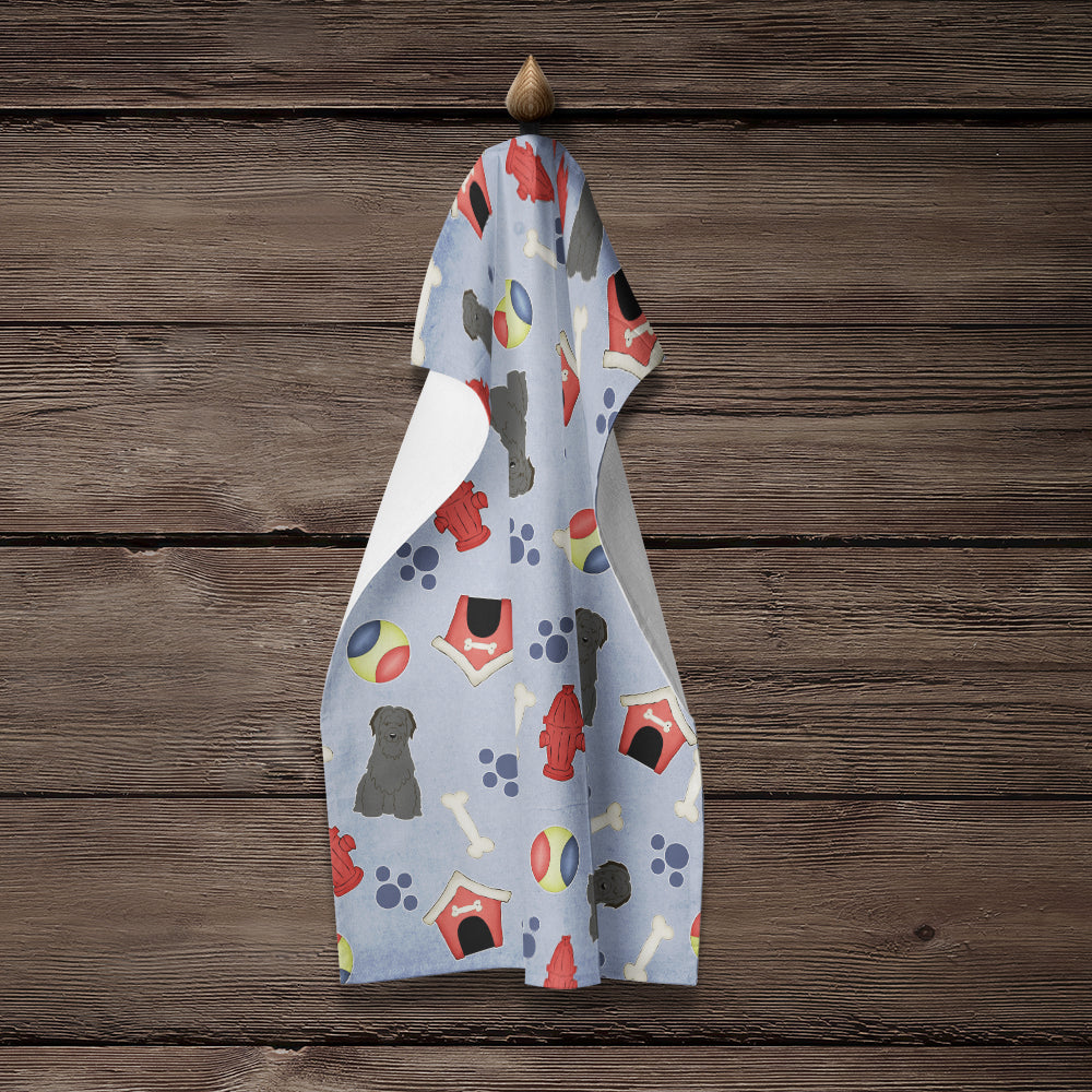 Dog House Collection Briard Black Kitchen Towel Velour Plush Front and Cotton Loop Back Machine Washable