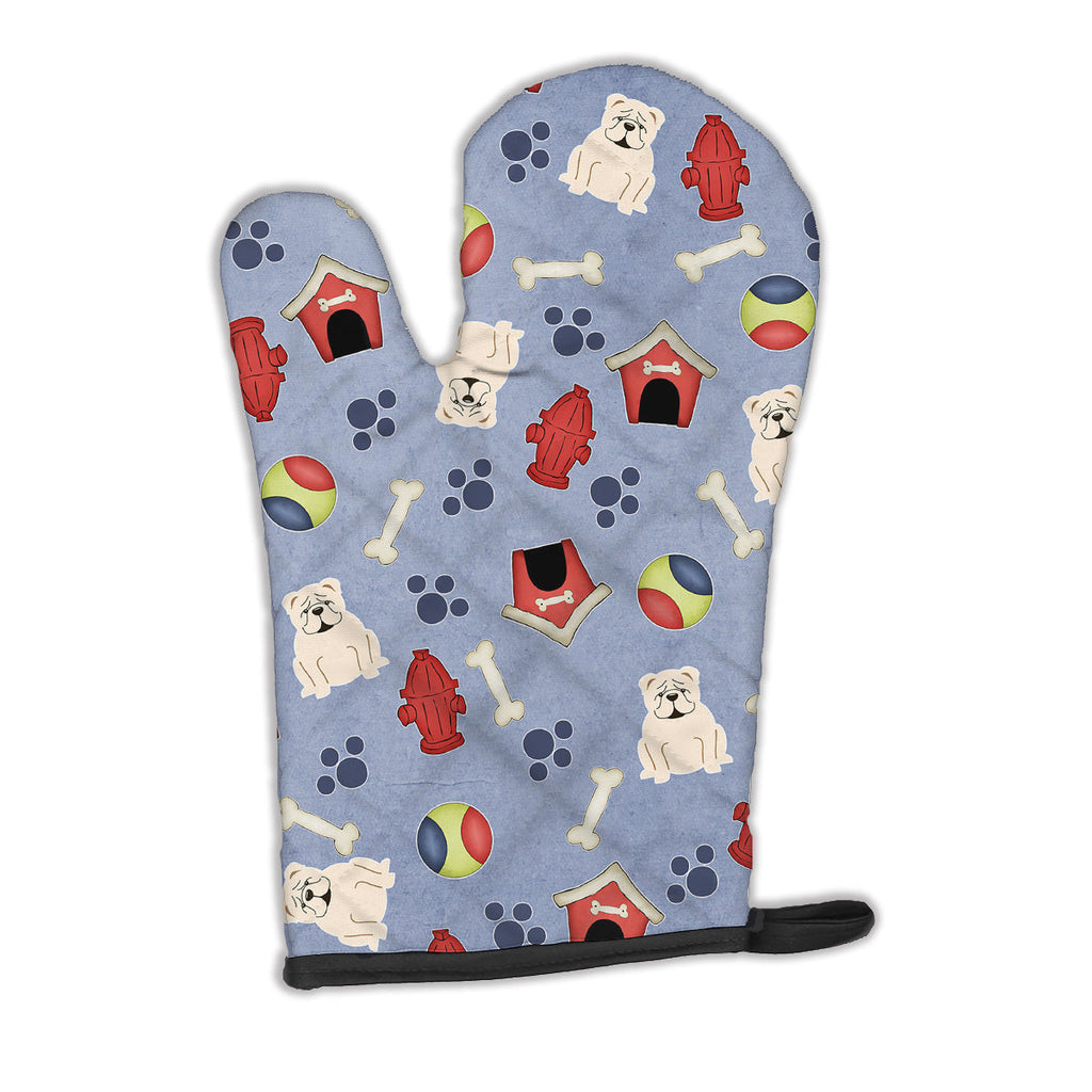 Dog House Collection English Bulldog White Oven Mitt Heat Resistant Thick Oven Mitt for Hot Pans and Oven, Kitchen Mitt Protect Hands, Cooking Baking Glove