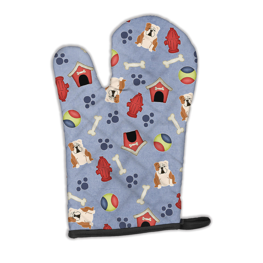 Dog House Collection English Bulldog Fawn White Oven Mitt Heat Resistant Thick Oven Mitt for Hot Pans and Oven, Kitchen Mitt Protect Hands, Cooking Baking Glove