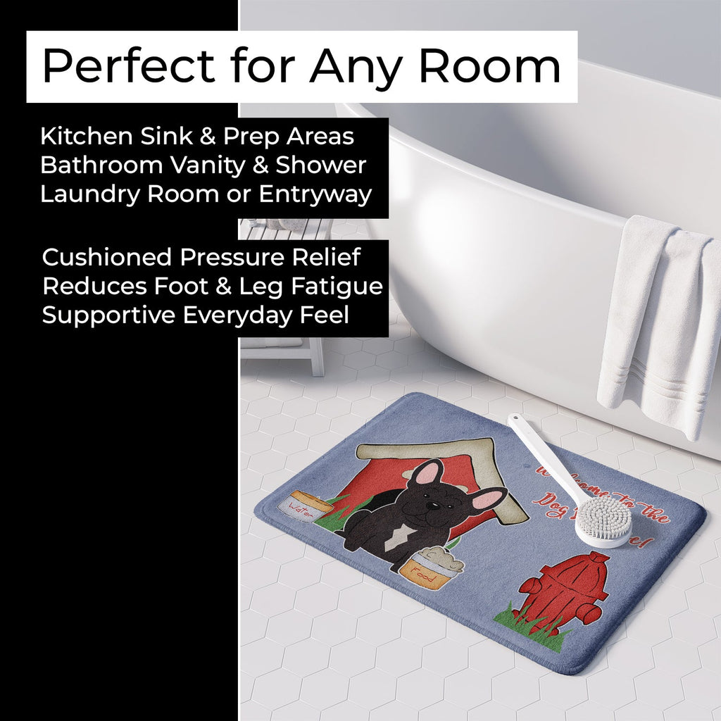Dog House Collection French Bulldog Brindle Memory Foam Kitchen Mat Machine Washable Anti-Fatigue Cushion Comfort Bath or Kitchen Rug
