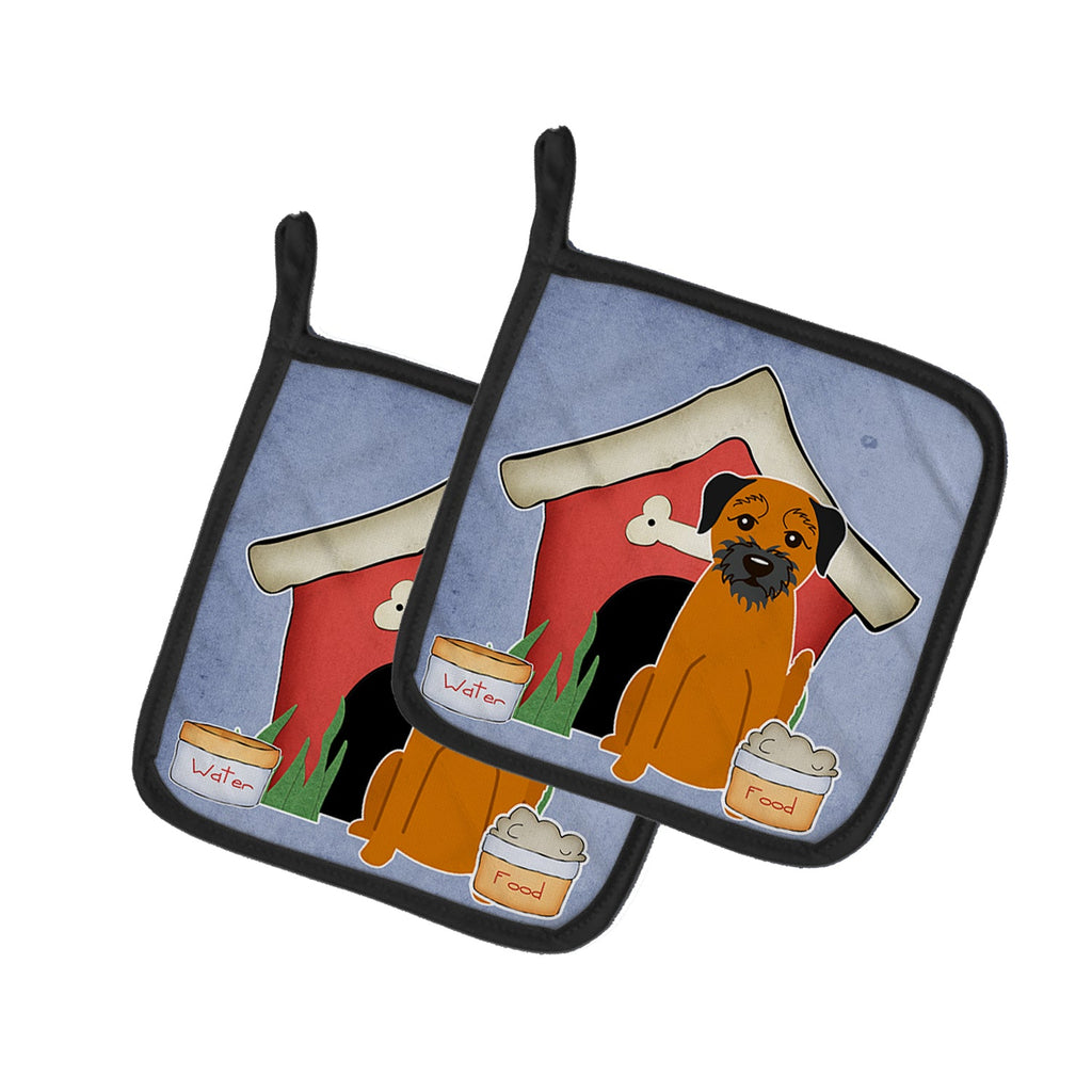 Dog House Collection Border Terrier Pot Holder Set of 2 Heat Resistant Quilted Hot Pads 7.5 x 7.5 Inch, Insulated Kitchen Trivets for Cooking & Baking