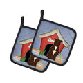 Dog House Collection Staffordshire Bull Terrier Chocolate Pot Holder Set of 2 Heat Resistant Quilted Hot Pads 7.5 x 7.5 Inch, Insulated Kitchen Trivets for Cooking & Baking