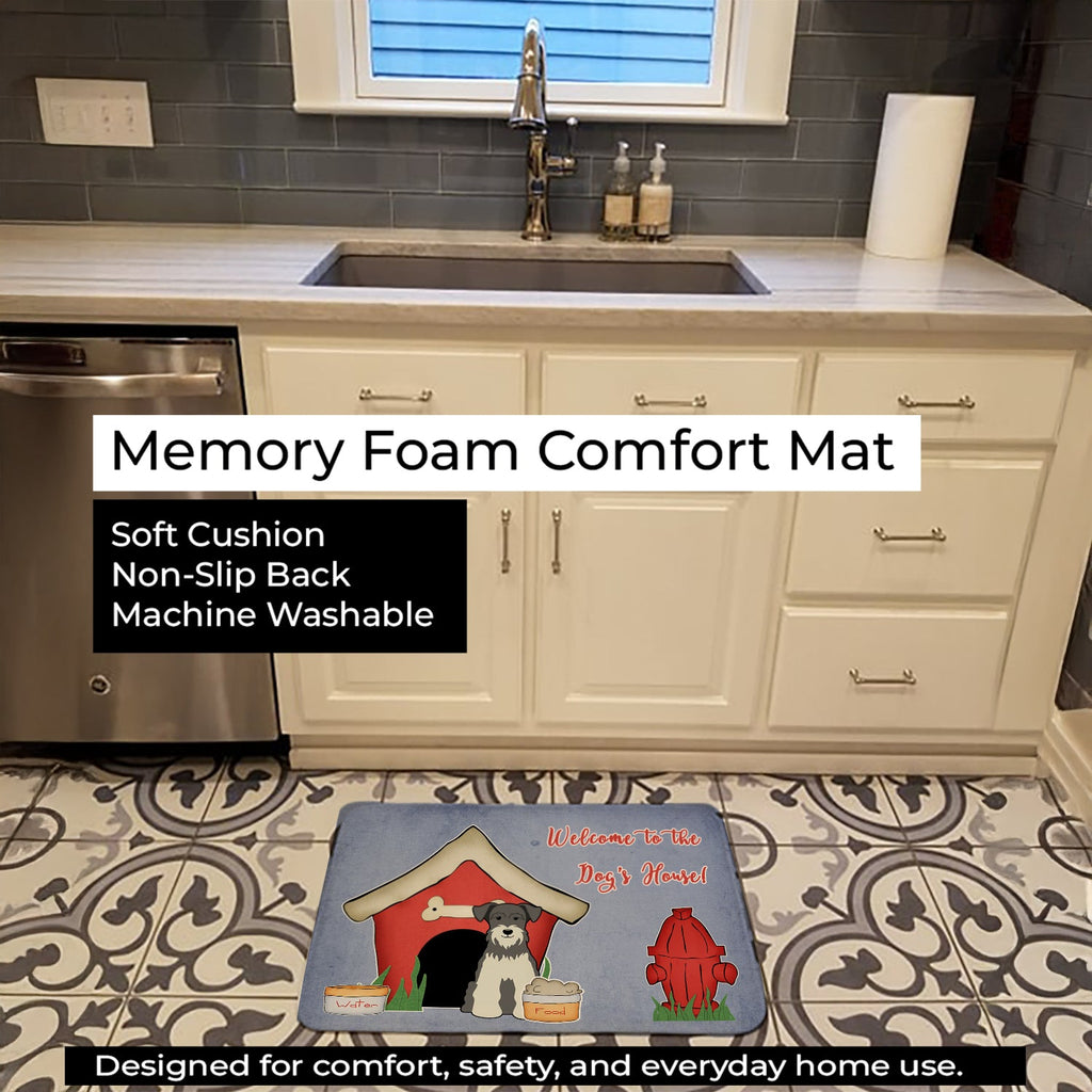 Dog House Collection Miniature Schnauzer Salt and Pepper Memory Foam Kitchen Mat Machine Washable Anti-Fatigue Cushion Comfort Bath or Kitchen Rug