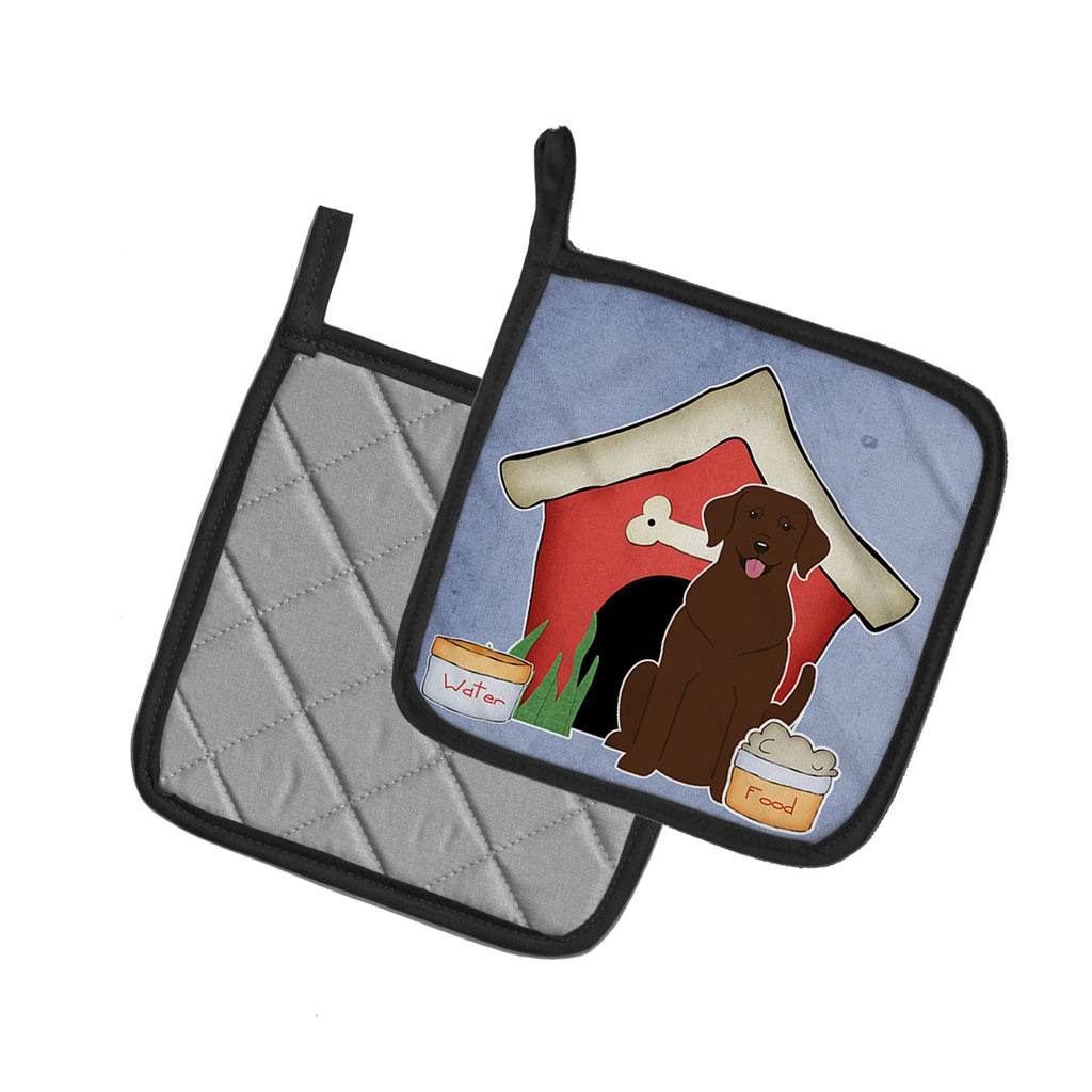 Dog House Collection Chocolate Labrador Pot Holder Set of 2 Heat Resistant Quilted Hot Pads 7.5 x 7.5 Inch, Insulated Kitchen Trivets for Cooking & Baking