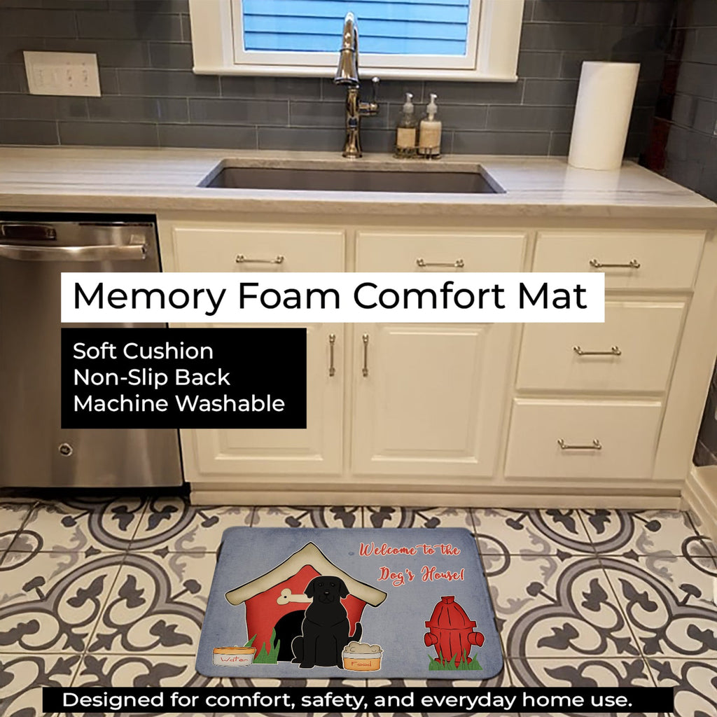 Dog House Collection Black Labrador Memory Foam Kitchen Mat Machine Washable Anti-Fatigue Cushion Comfort Bath or Kitchen Rug
