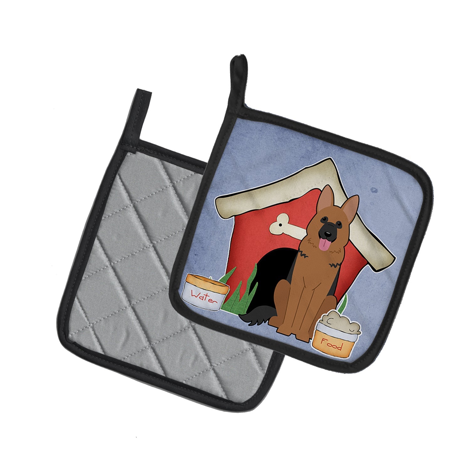Dog House Collection German Shepherd Pot Holder Set of 2 Heat Resistant Quilted Hot Pads 7.5 x 7.5 Inch, Insulated Kitchen Trivets for Cooking & Baking