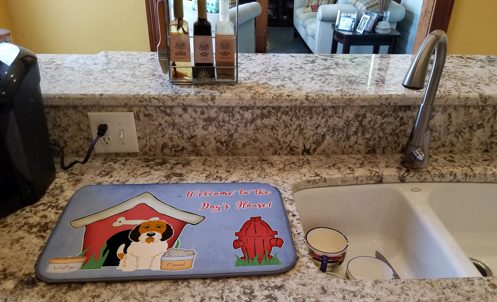 Dog House Collection Petit Basset Griffon Veenden Dish Drying Mat Absorbent Dish Drying Mat Pad for Kitchen Counter Dish Drainer Mat for Countertop, 14 x 21", Multicolor