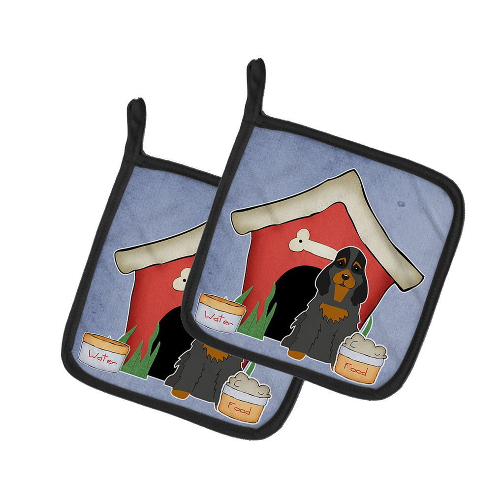 Dog House Collection Cocker Spaniel Black Tan Pot Holder Set of 2 Heat Resistant Quilted Hot Pads 7.5 x 7.5 Inch, Insulated Kitchen Trivets for Cooking & Baking