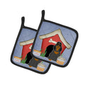 Dog House Collection Cocker Spaniel Black Tan Pot Holder Set of 2 Heat Resistant Quilted Hot Pads 7.5 x 7.5 Inch, Insulated Kitchen Trivets for Cooking & Baking