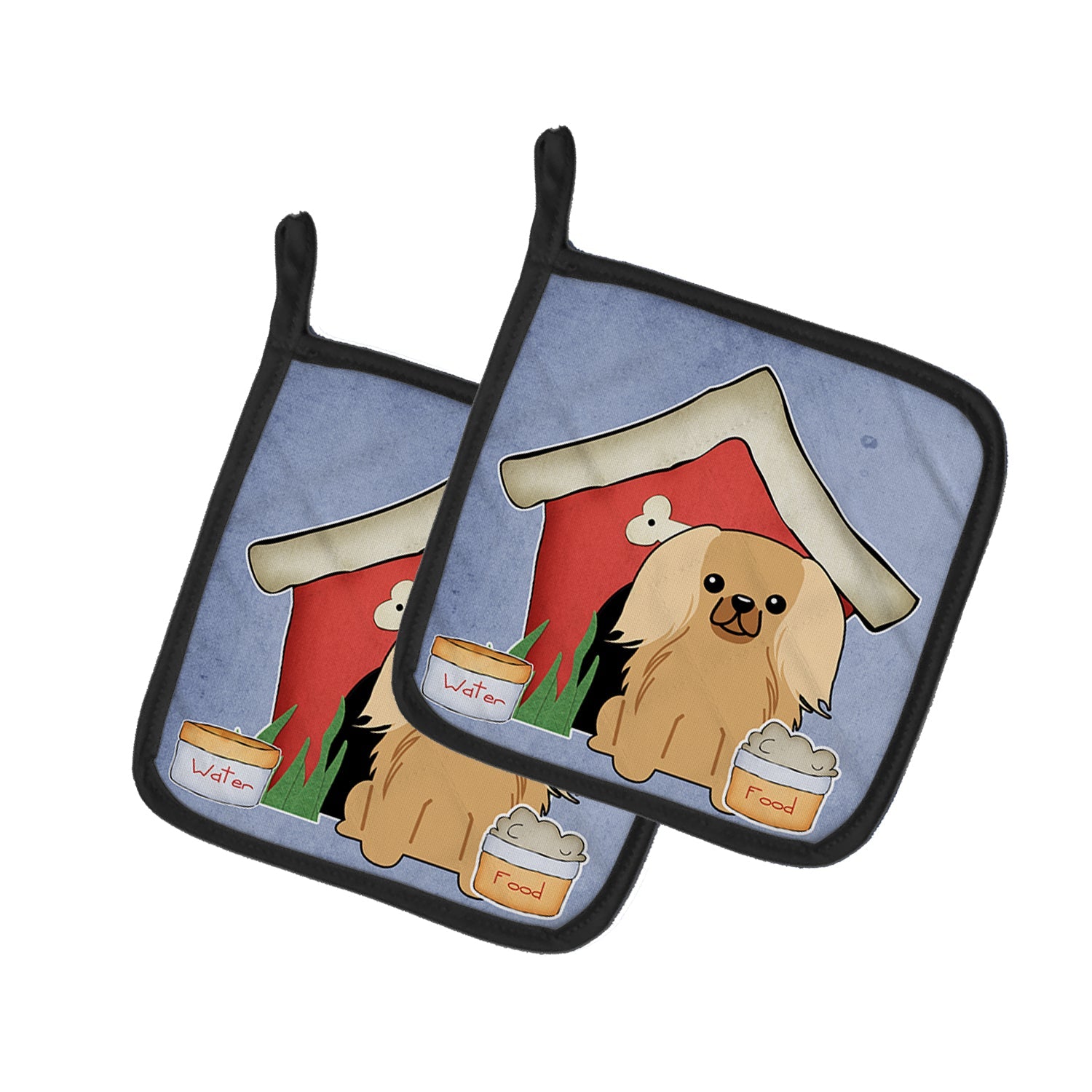 Dog House Collection Pekingese Fawn Sable Pot Holder Set of 2 Heat Resistant Quilted Hot Pads 7.5 x 7.5 Inch, Insulated Kitchen Trivets for Cooking & Baking