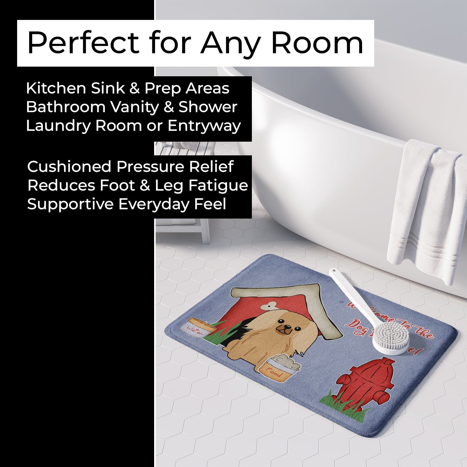 Dog House Collection Pekingese Fawn Sable Memory Foam Kitchen Mat Machine Washable Anti-Fatigue Cushion Comfort Bath or Kitchen Rug