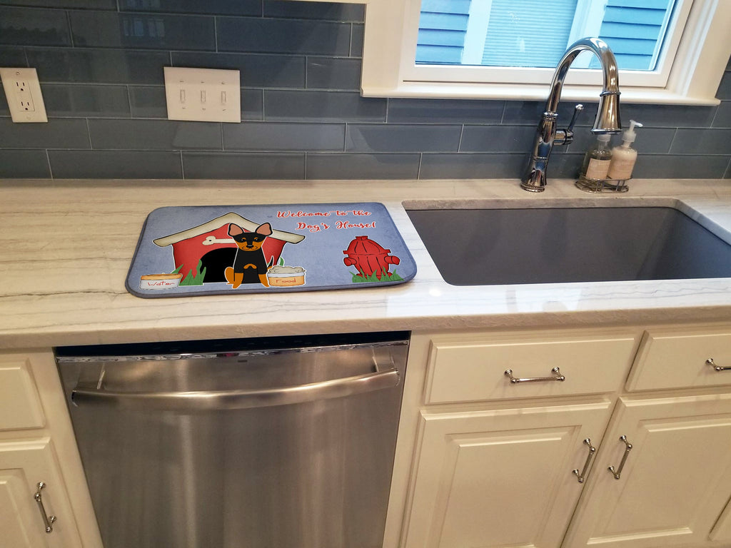 Dog House Collection English Toy Terrier Dish Drying Mat Absorbent Dish Drying Mat Pad for Kitchen Counter Dish Drainer Mat for Countertop, 14 x 21", Multicolor