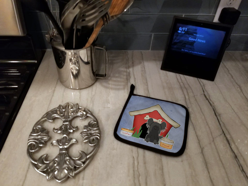 Dog House Collection Chinese Crested Black Pot Holder Set of 2 Heat Resistant Quilted Hot Pads 7.5 x 7.5 Inch, Insulated Kitchen Trivets for Cooking & Baking