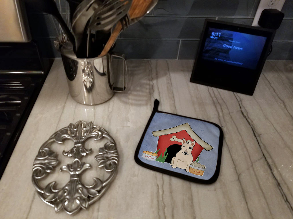 Dog House Collection Bull Terrier White Pot Holder Set of 2 Heat Resistant Quilted Hot Pads 7.5 x 7.5 Inch, Insulated Kitchen Trivets for Cooking & Baking