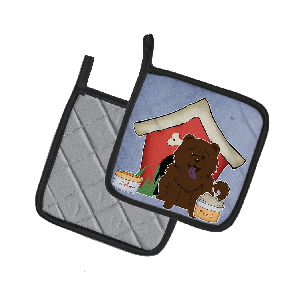 Dog House Collection Chow Chow Chocolate Pot Holder Set of 2 Heat Resistant Quilted Hot Pads 7.5 x 7.5 Inch, Insulated Kitchen Trivets for Cooking & Baking