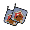 Dog House Collection Chow Chow Red Pot Holder Set of 2 Heat Resistant Quilted Hot Pads 7.5 x 7.5 Inch, Insulated Kitchen Trivets for Cooking & Baking
