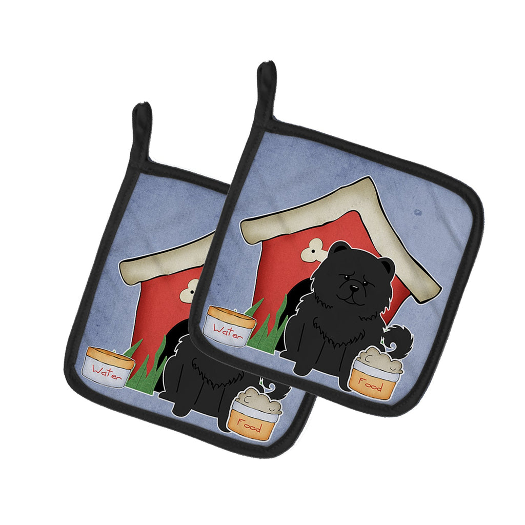 Dog House Collection Chow Chow Black Pot Holder Set of 2 Heat Resistant Quilted Hot Pads 7.5 x 7.5 Inch, Insulated Kitchen Trivets for Cooking & Baking